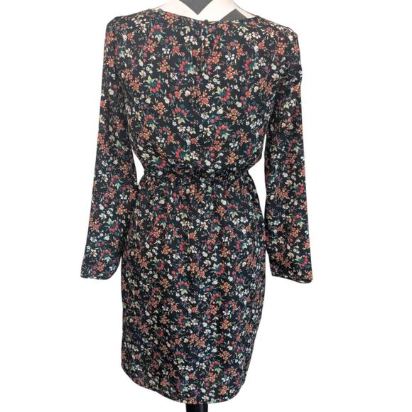 J.Crew Mercantile Black Floral Mini Dress 00 Long Sleeve - Picture 5 of 5
